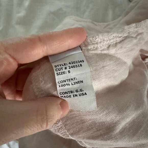 Sea Glass Lane Women’s Linen Light Pink Wide Leg Pants Minimalist Capsule - Picture 5 of 6